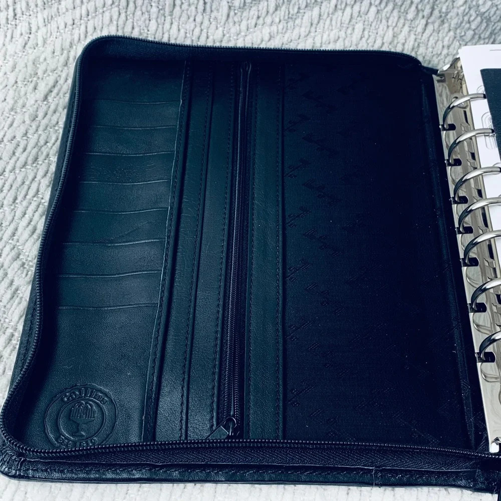 Collins Personal Organizer Unisex Black Leather 0582.18 Zippered 6-Ring‎ Planner